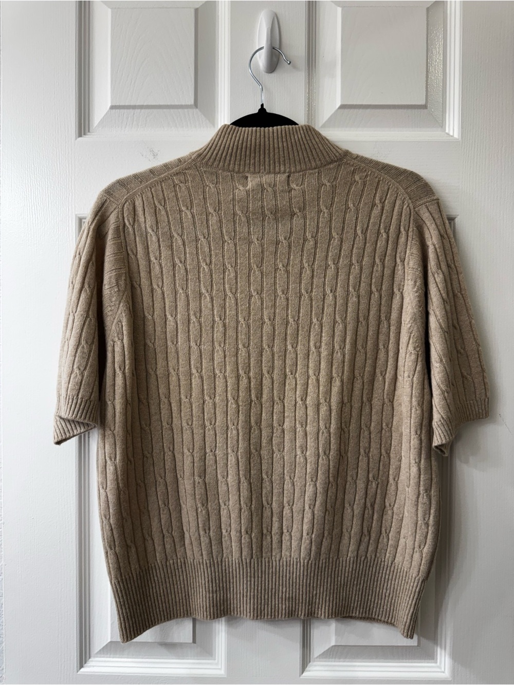 Charter Club Beige Cashmere Cable Knit Short-Sleeve Turtleneck Sweater L - Picture 4 of 8